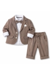 Официален детски комплект за момче с дълъг ръкав, кафяв цвят