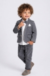 Официален детски комплект за момче с дълъг ръкав, сив цвят