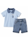 Детски комплект за момче с къс ръкав, светло син цвят