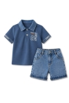 Детски комплект за момче с къс ръкав, син цвят