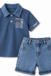 Детски комплект за момче с къс ръкав, син цвят