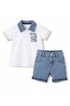 Детски комплект за момче с къс ръкав, бял цвят