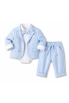 Официален бебешки комплект за момче с дълъг ръкав, светло син цвят