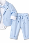 Официален бебешки комплект за момче с дълъг ръкав, светло син цвят