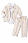 Официален бебешки комплект за момче с дълъг ръкав, бежов цвят 