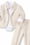 Официален бебешки комплект за момче с дълъг ръкав, бежов цвят 
