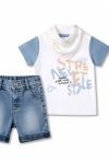 Детски комплект за момче с къс ръкав 3 части, бял цвят