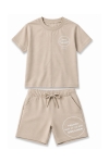 Детски комплект за момче с къс ръкав, бежов цвят 