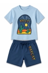 Детски комплект за момче с къс ръкав, син цвят 