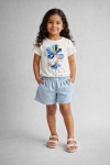 Детски комплект за момиче с къс ръкав, син цвят