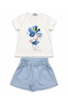 Детски комплект за момиче с къс ръкав, син цвят