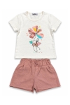 Детски комплект за момиче с къс ръкав, розов цвят