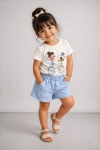 Детски комплект за момиче с къс ръкав, син цвят