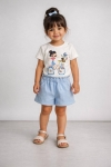 Детски комплект за момиче с къс ръкав, син цвят