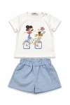 Детски комплект за момиче с къс ръкав, син цвят