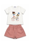 Детски комплект за момиче с къс ръкав, розов цвят