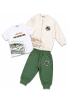 Детски спортен екип за момче с дълъг ръкав 3 части, бежов цвят