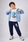 Детски спортен екип за момче с дълъг ръкав 3 части, син цвят