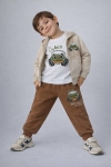 Детски спортен екип за момче с дълъг ръкав 3 части, бежов цвят