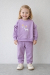 Детски комплект за момиче с дълъг ръкав, лилав цвят