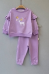 Детски комплект за момиче с дълъг ръкав, лилав цвят