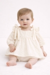 Бебешка рокля дълъг ръкав с гащички, бежов цвят 
