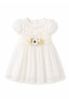Бебешка официална рокля с къс ръкав, бял цвят