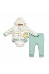 Бебешки комплект за момче с дълъг ръкав 3 части, зелен цвят