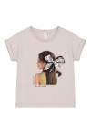 Детска тениска за момиче, бежов цвят