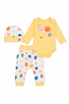 Бебешки комплект с дълъг ръкав 3 части, жълт цвят