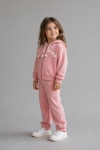 Детски комплект вата за момиче с дълъг ръкав, тъмно розов цвят