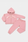 Детски комплект вата за момиче с дълъг ръкав, тъмно розов цвят