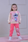 Детски комплект вата за момиче с дълъг ръкав, цикламен цвят 