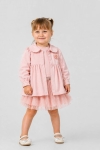 Детски комплект за момиче с дълъг ръкав 3 части, розов цвят