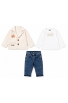 Детски комплект момче дълъг ръкав 3 части, бежов цвят