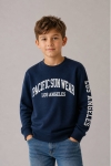 Детска блуза вата за момче с дълъг ръкав, тъмно син цвят  