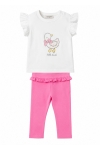 Детски комплект за момиче с къс ръкав, розов цвят
