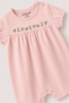 Бебешки гащеризон за момиче с къс ръкав, розов цвят