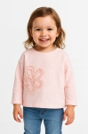 Детска блуза момиче дълъг ръкав, цвят розов меланж