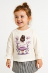 Детска блуза момиче дълъг ръкав, цвят екрю