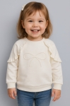 Детска блуза момиче дълъг ръкав, цвят екрю
