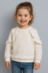 Детска блуза момиче дълъг ръкав, цвят екрю