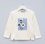 Детска блуза момиче дълъг ръкав, цвят екрю 