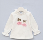 Детска блуза момиче дълъг ръкав, цвят екрю