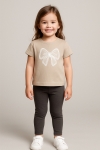 Детска тениска за момиче, бежов цвят