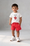 Детски комплект за момче с къс ръкав, червен цвят   