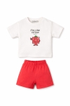 Детски комплект за момче с къс ръкав, червен цвят   