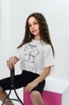 Детска тениска за момиче, цвят екрю