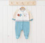 Бебешки гащеризон момче дълъг ръкав, цвят тюркоаз