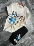 Детски комплект за момиче с къс ръкав Bluey, цвят екрю